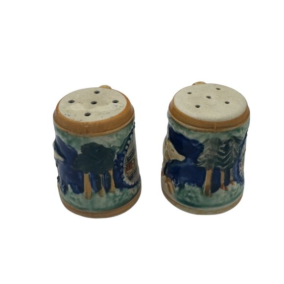 Vintage Reno Ceramic Salt & Pepper Shaker Mugs With Scenic Design - Picture 3 of 6